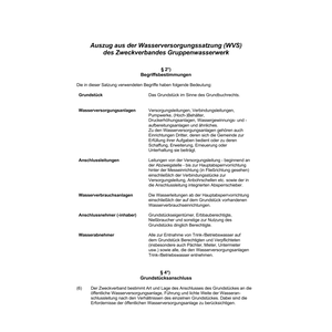 Auszug Wasserversorgungssatzung